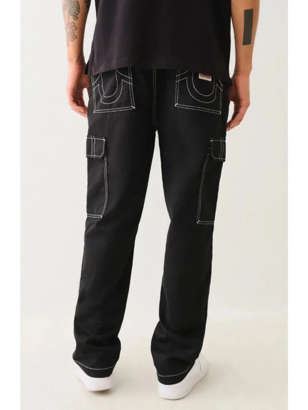 True Religion Men's Cargo Utility Pants Black With White Stitch Size 34 Street